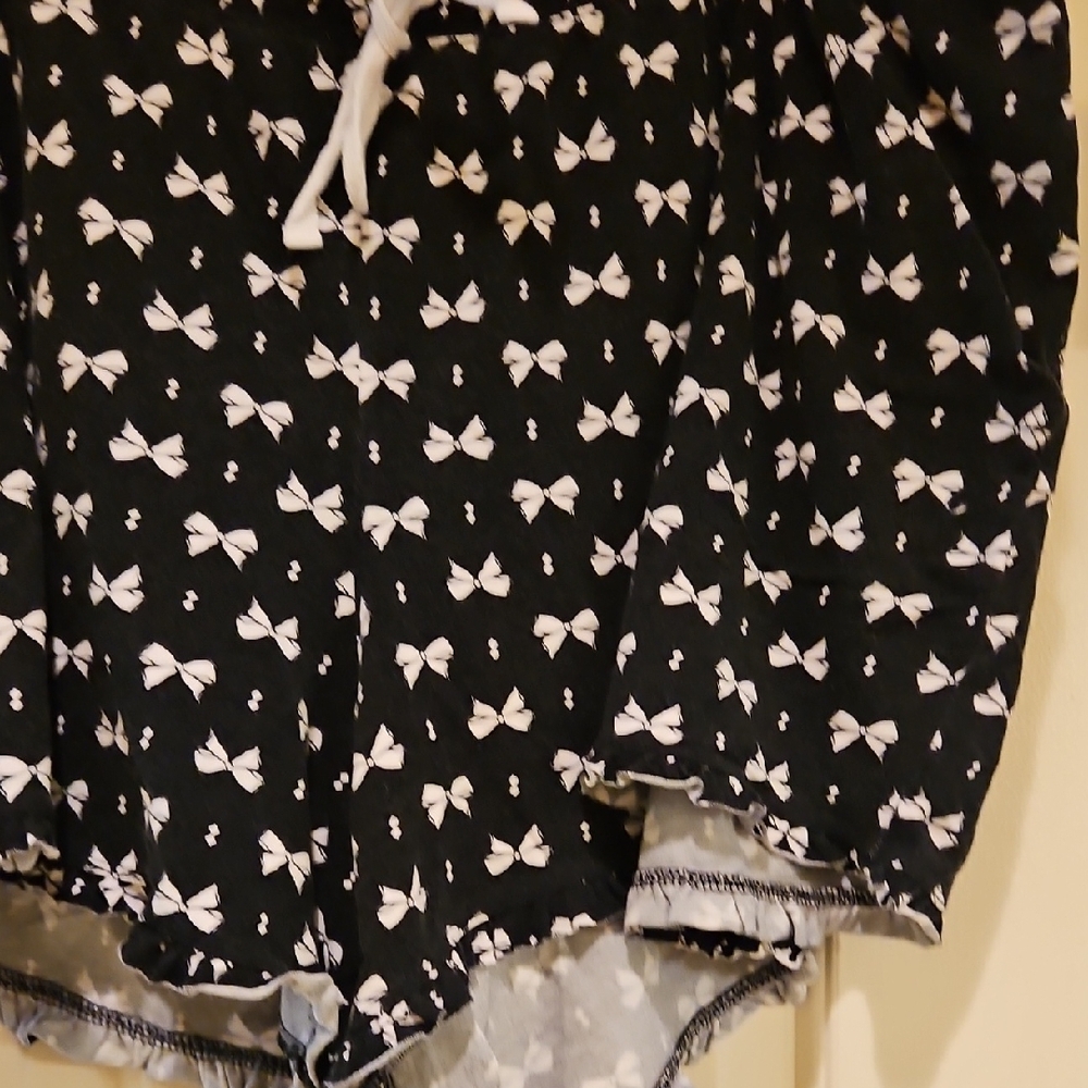 Cacique Black and White Bow Print Pajama Shorts - Picture 3 of 7
